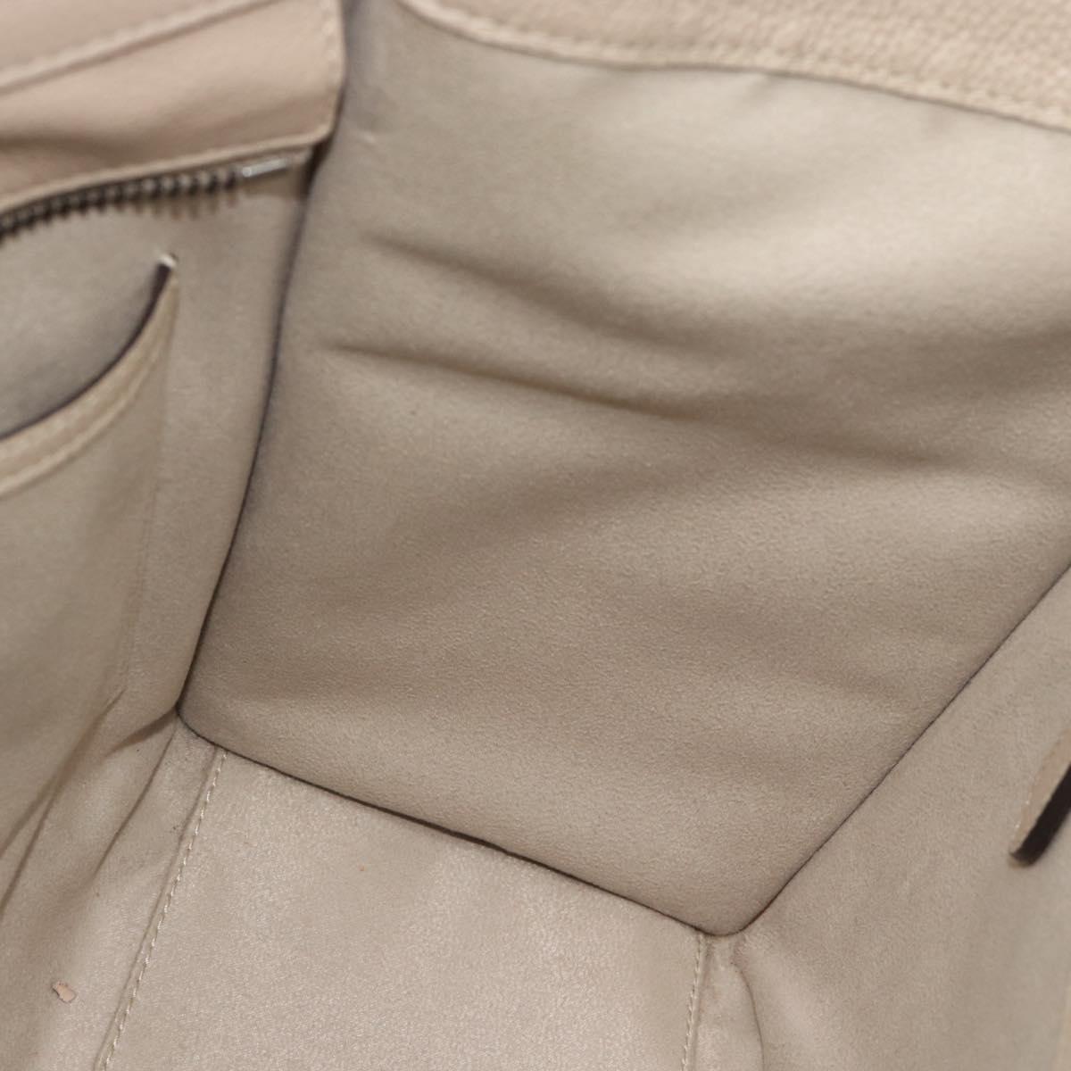 CELINE Luggage Micro Shopper Hand Bag Leather Beige Auth 187981V