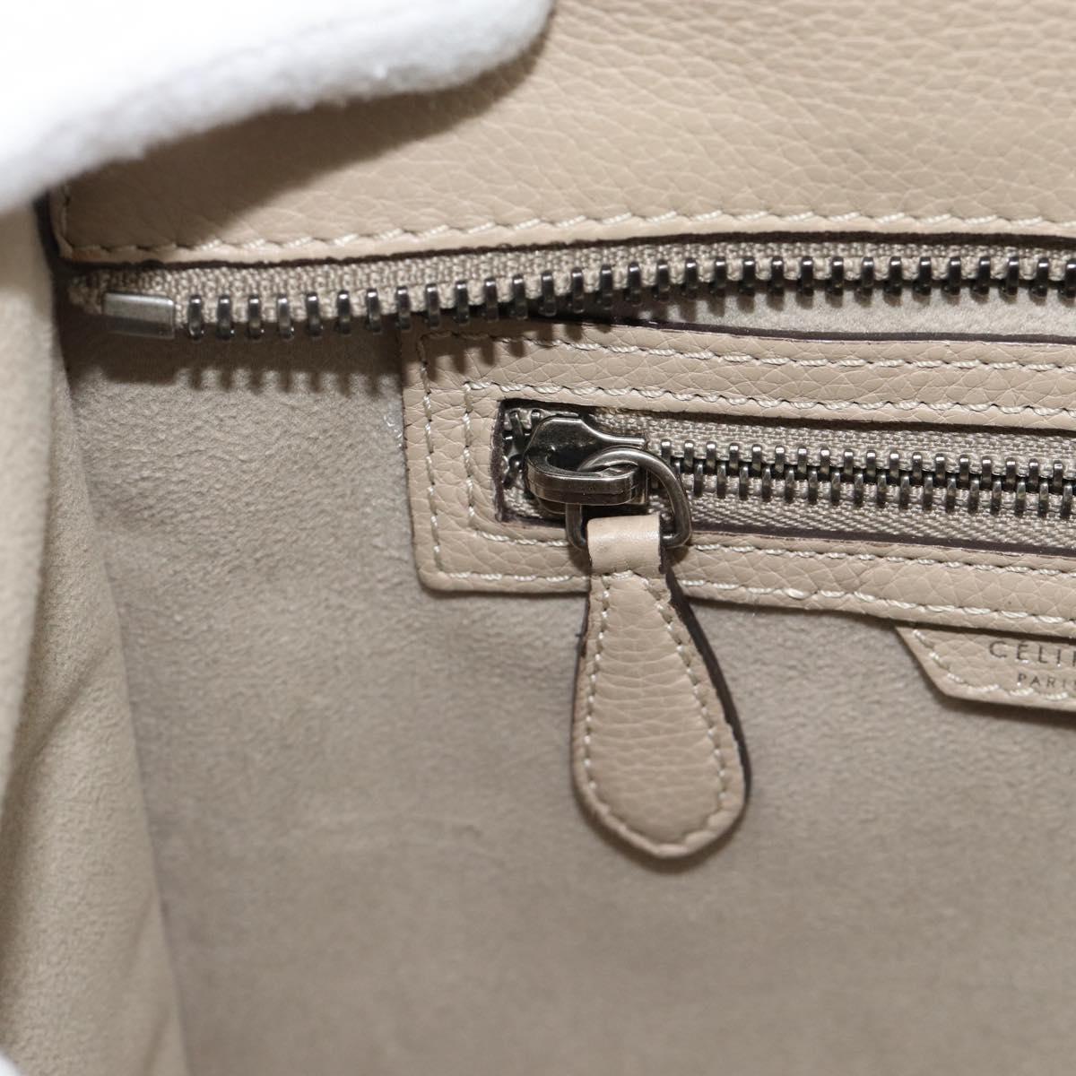 CELINE Luggage Micro Shopper Hand Bag Leather Beige Auth 187981V