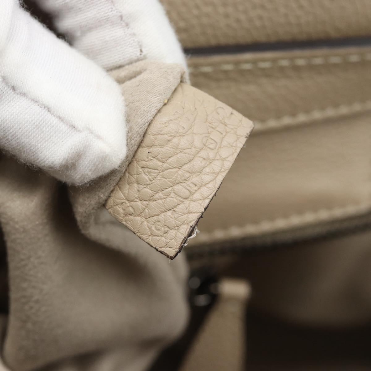 CELINE Luggage Micro Shopper Hand Bag Leather Beige Auth 187981V