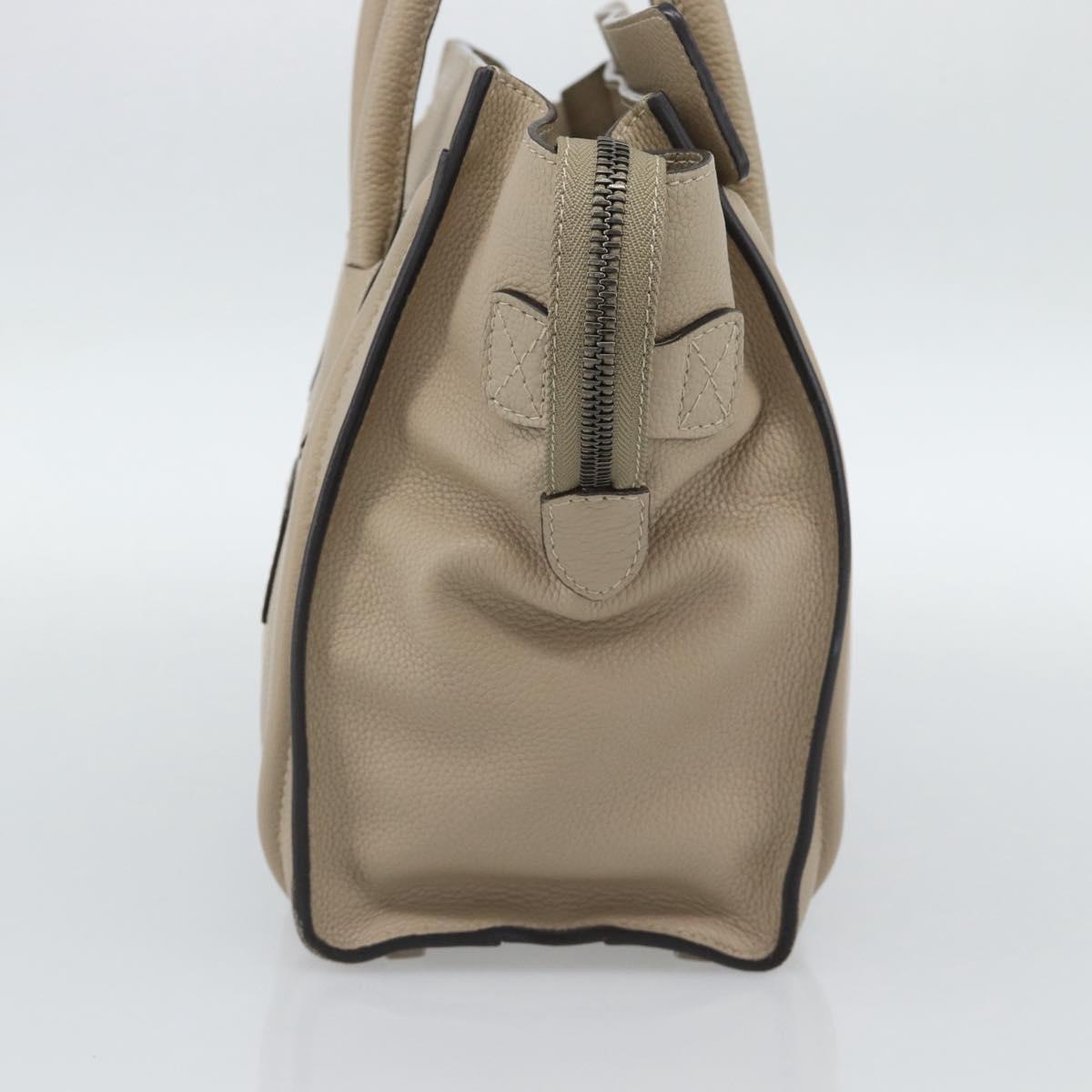 CELINE Luggage Micro Shopper Hand Bag Leather Beige Auth 187981V