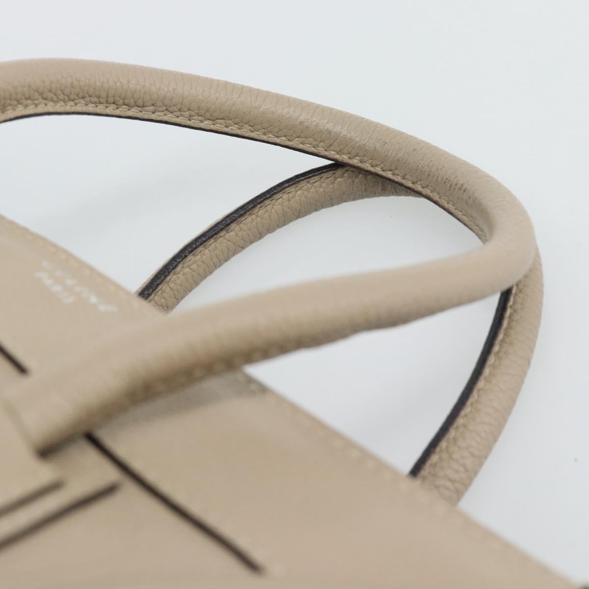CELINE Luggage Micro Shopper Hand Bag Leather Beige Auth 187981V