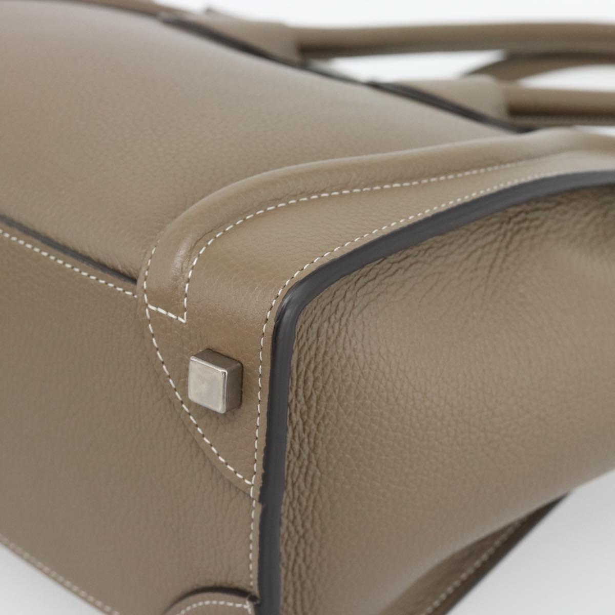 CELINE Luggage Micro Shopper Hand Bag Leather Gray Auth 187982V