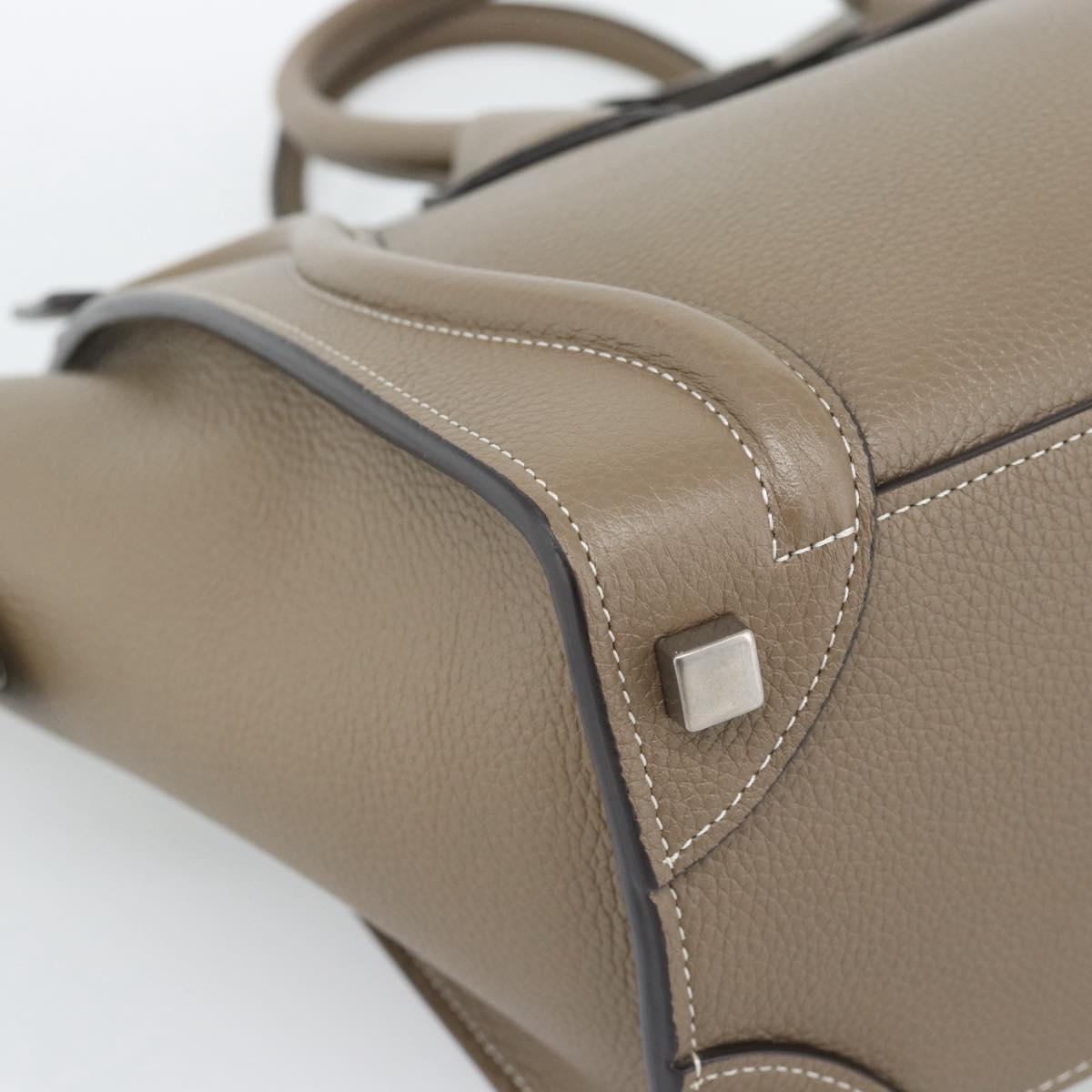 CELINE Luggage Micro Shopper Hand Bag Leather Gray Auth 187982V