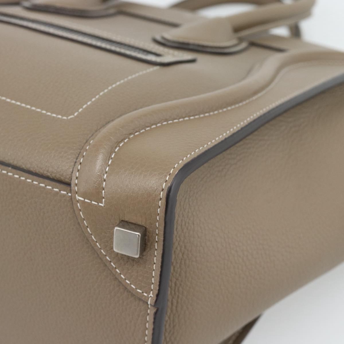 CELINE Luggage Micro Shopper Hand Bag Leather Gray Auth 187982V