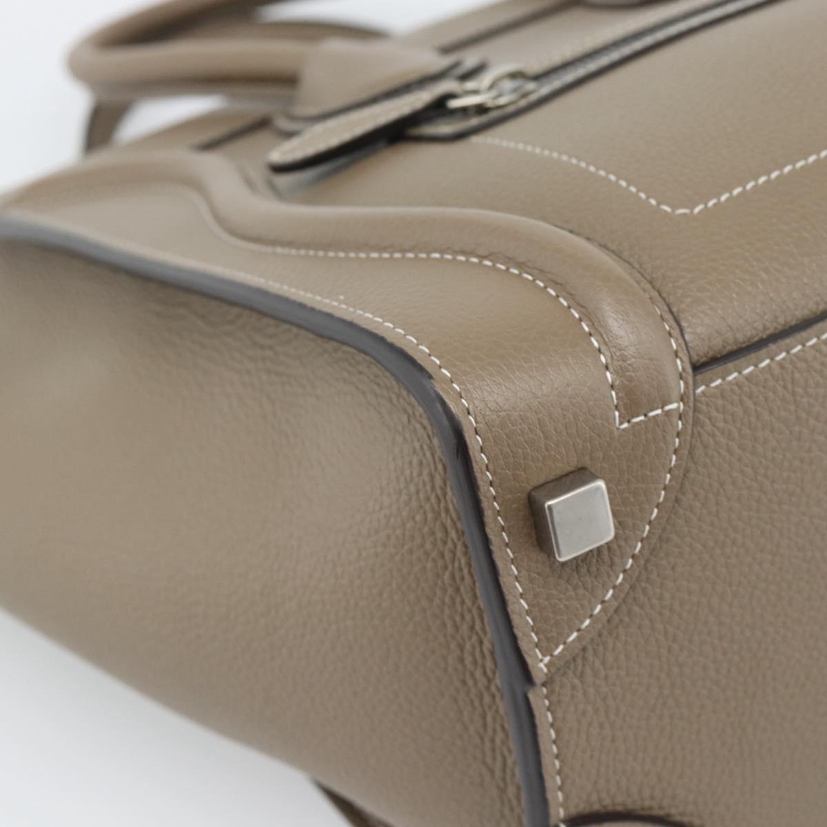 CELINE Luggage Micro Shopper Hand Bag Leather Gray Auth 187982V