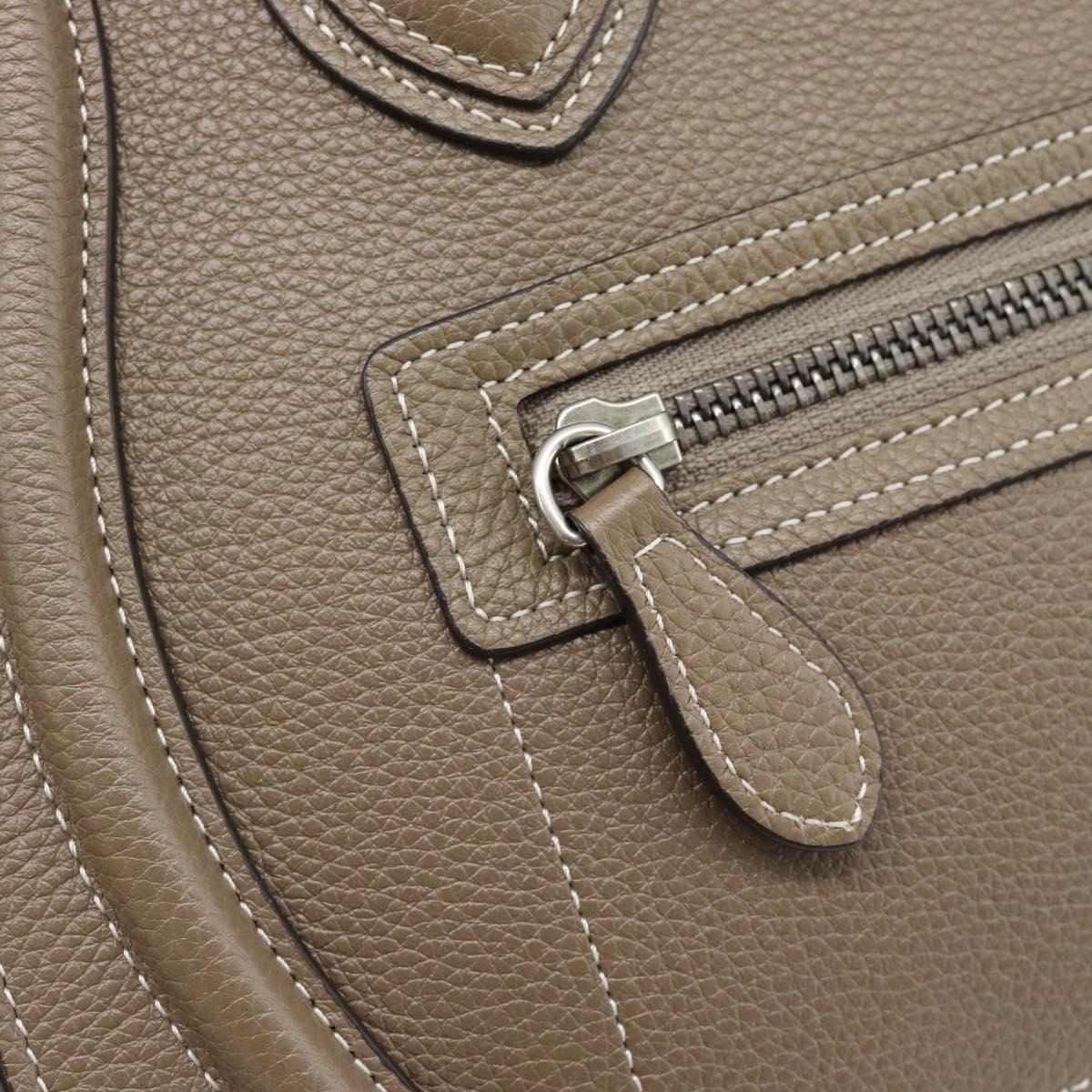 CELINE Luggage Micro Shopper Hand Bag Leather Gray Auth 187982V