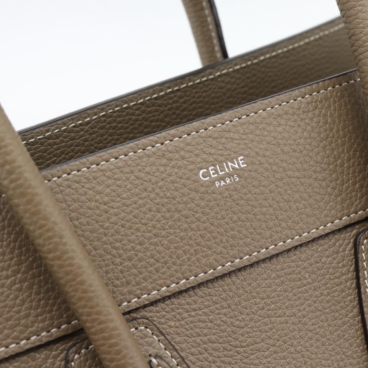 CELINE Luggage Micro Shopper Hand Bag Leather Gray Auth 187982V