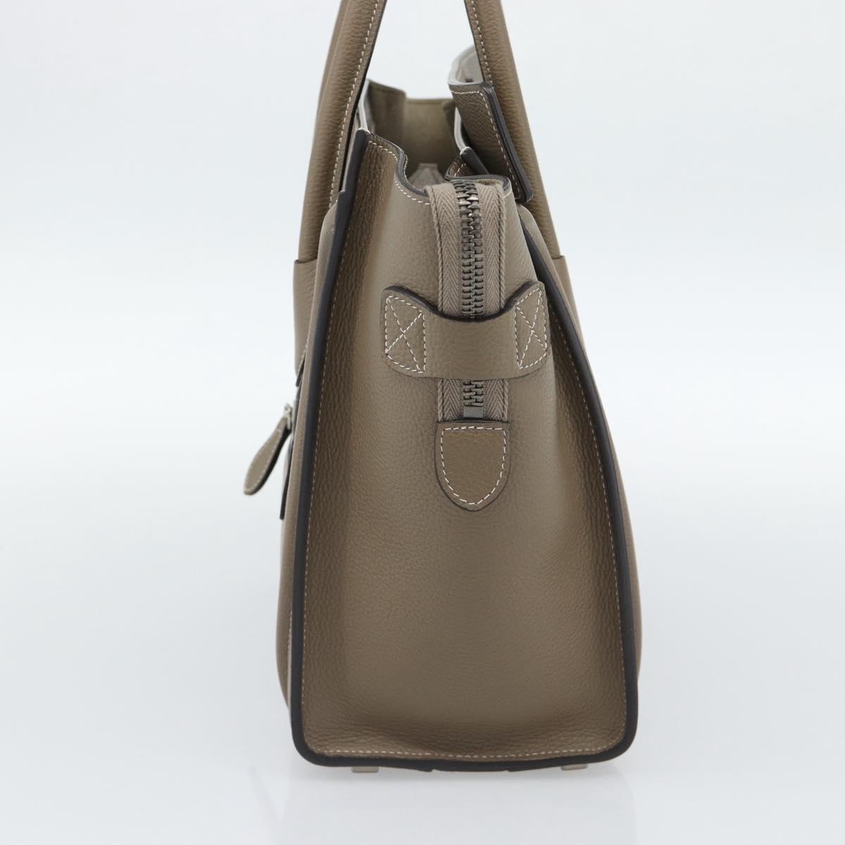 CELINE Luggage Micro Shopper Hand Bag Leather Gray Auth 187982V