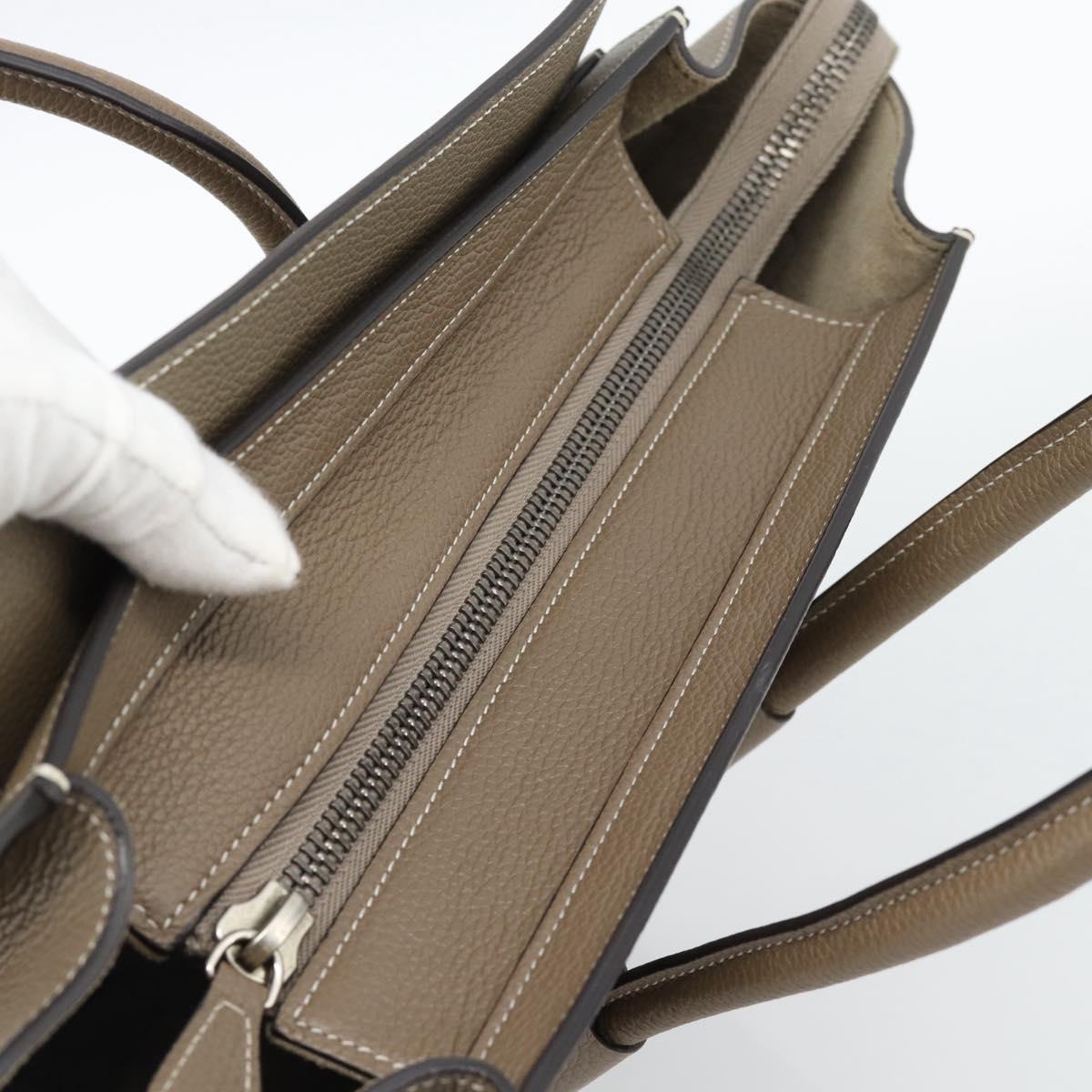 CELINE Luggage Micro Shopper Hand Bag Leather Gray Auth 187982V