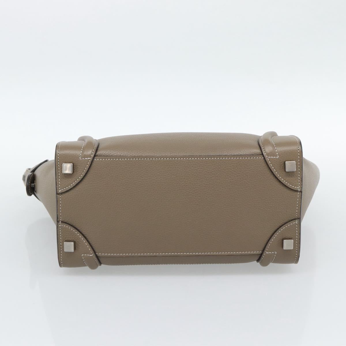 CELINE Luggage Micro Shopper Hand Bag Leather Gray Auth 187982V