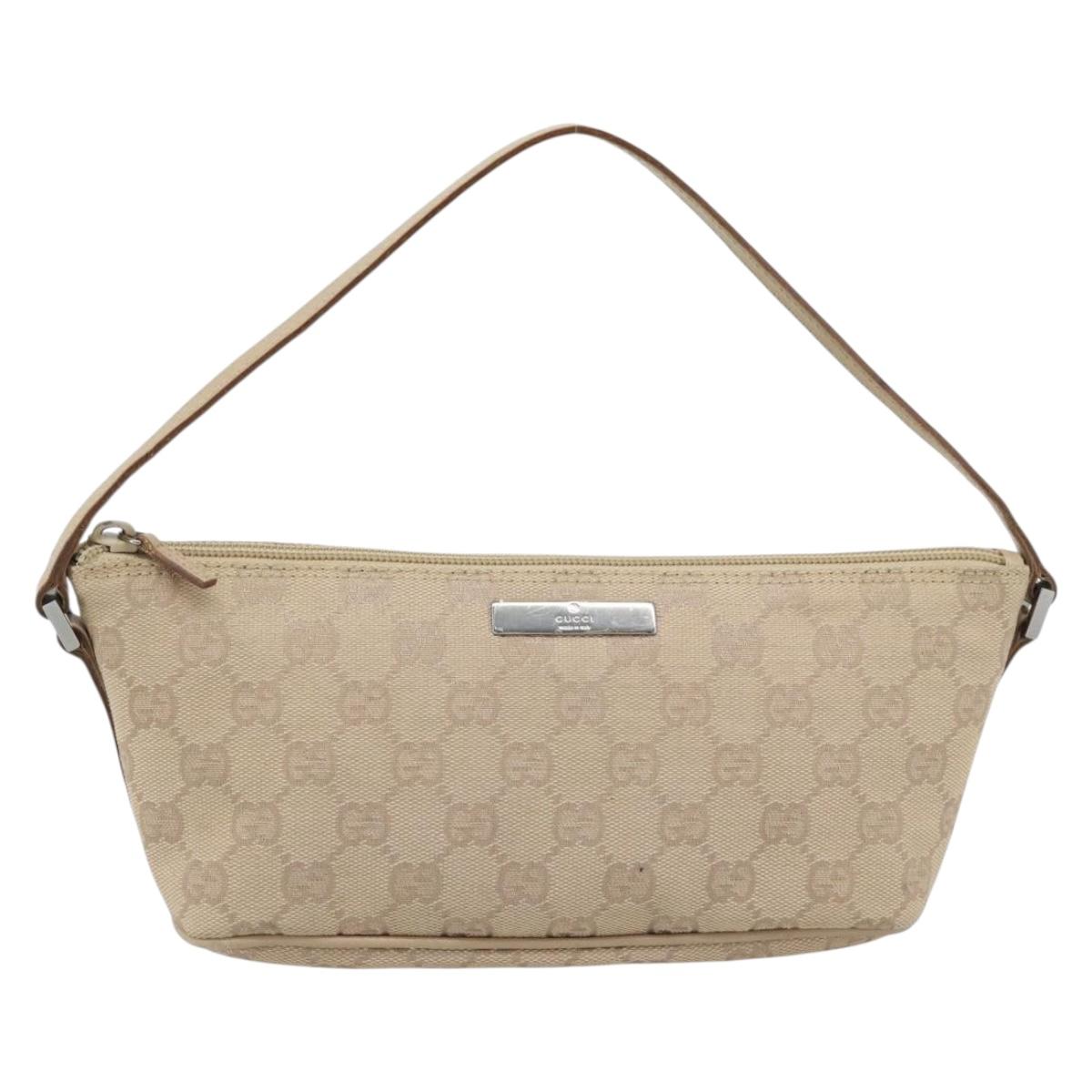 GUCCI GG Canvas Accessory Pouch Beige 07198 Auth 187983V