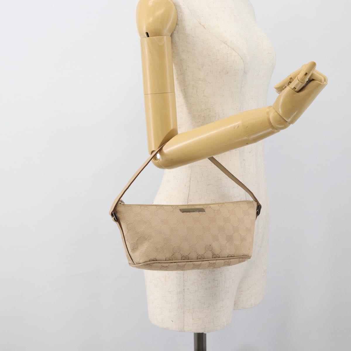 GUCCI GG Canvas Accessory Pouch Beige 07198 Auth 187983V