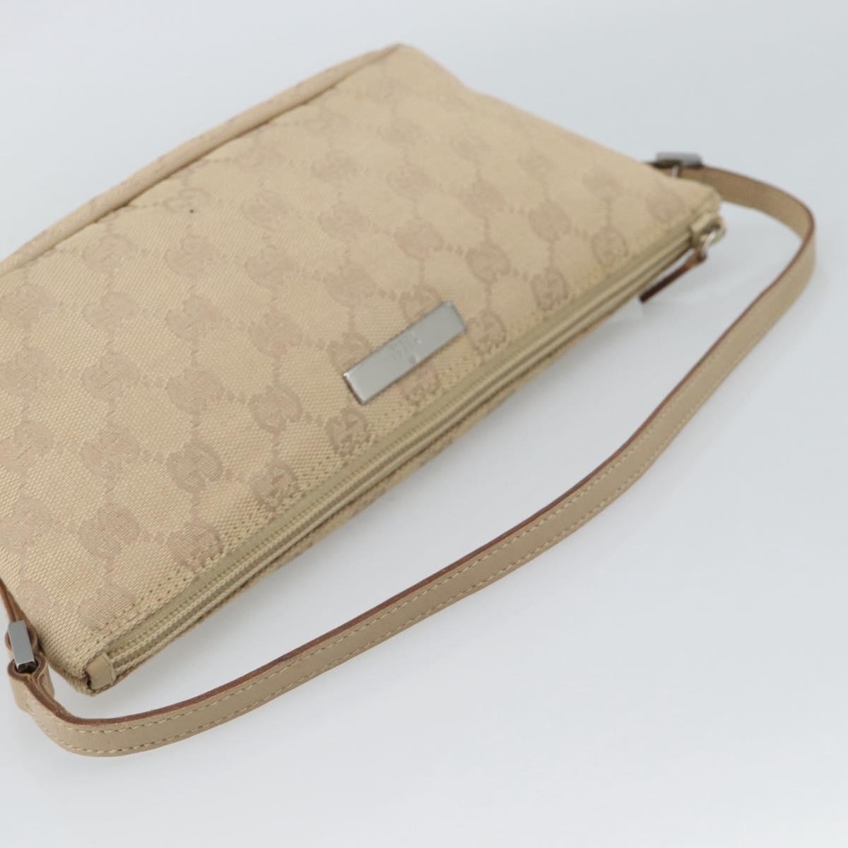 GUCCI GG Canvas Accessory Pouch Beige 07198 Auth 187983V
