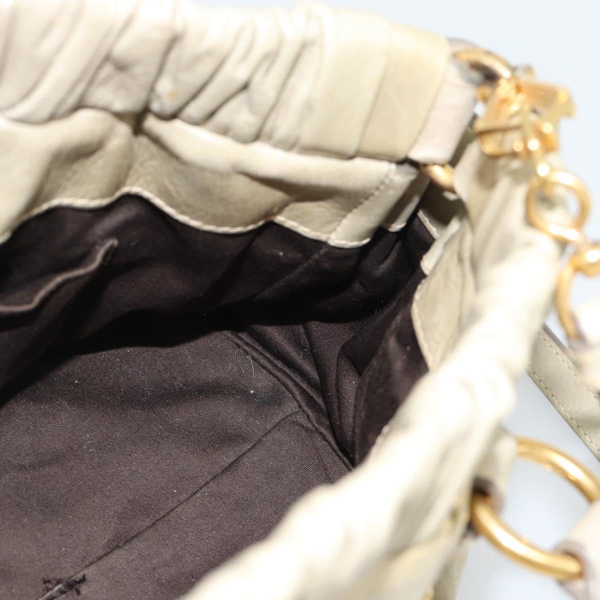 Miu Miu Leather Hand Bag 2way Beige Gold Auth 187984V