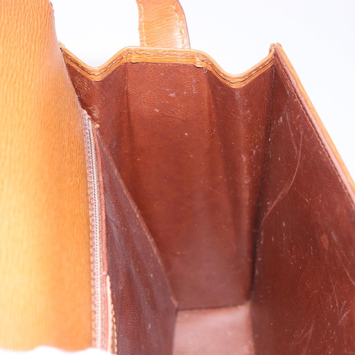 Christian Dior Shoulder Bag Leather Brown Gold Auth 187986