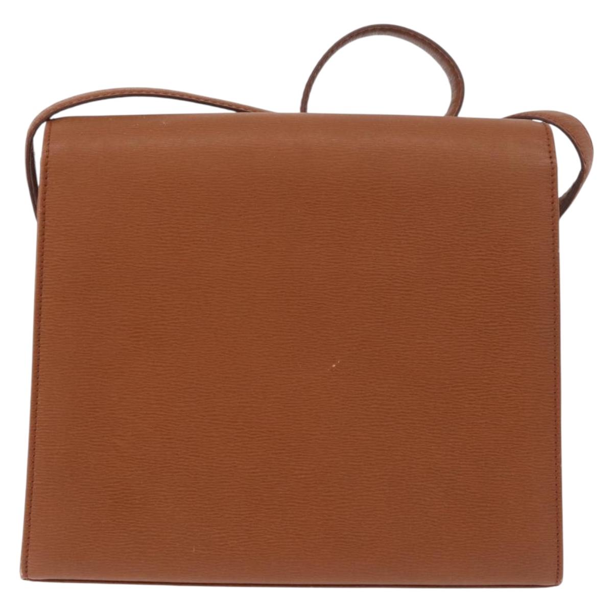 Christian Dior Shoulder Bag Leather Brown Gold Auth 187986