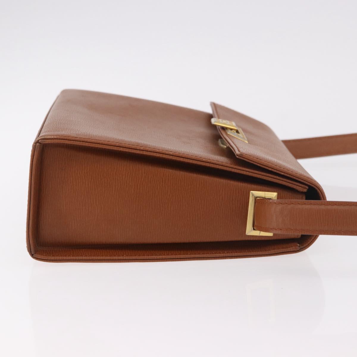 Christian Dior Shoulder Bag Leather Brown Gold Auth 187986