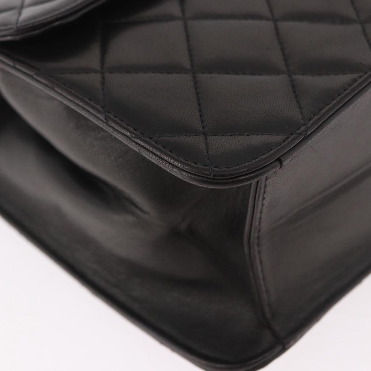 CHANEL Matelasse Lamb Skin Chain Shoulder Bag Black Gold CC Auth 187988M