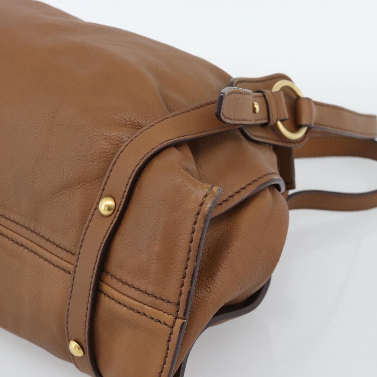 Miu Miu Leather Tote Bag Brown Auth 187989V