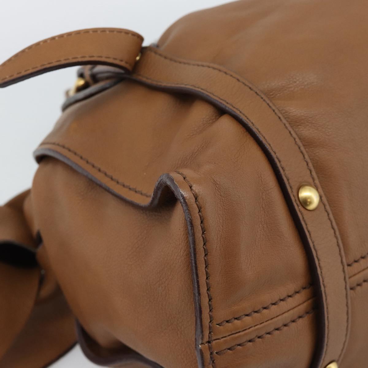 Miu Miu Leather Tote Bag Brown Auth 187989V