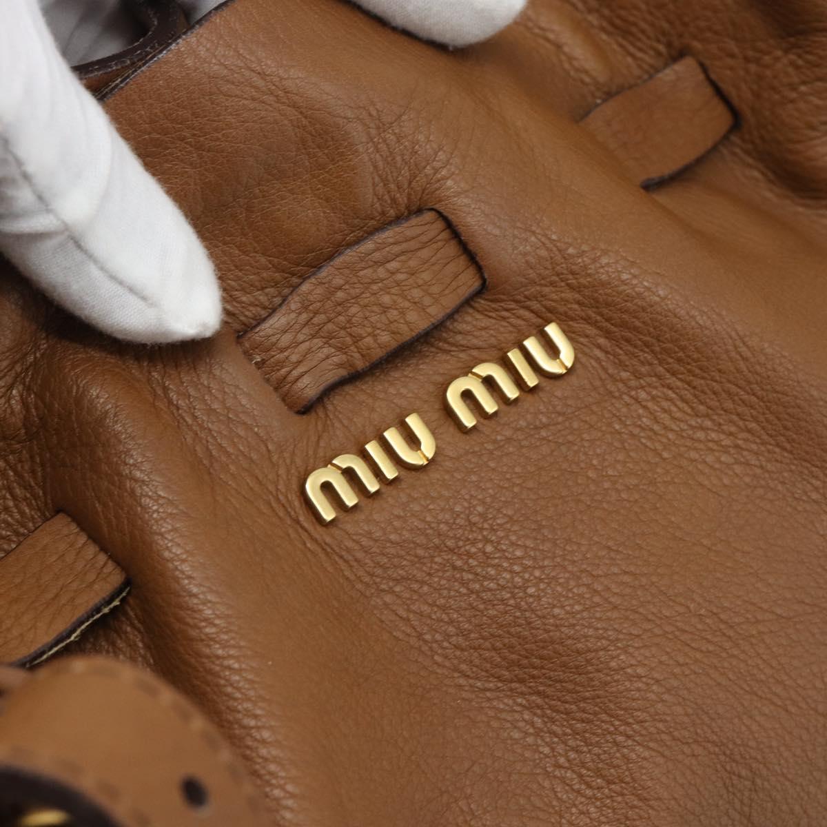 Miu Miu Leather Tote Bag Brown Auth 187989V