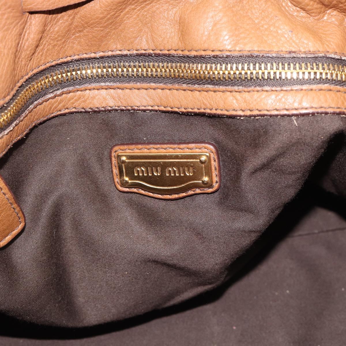 Miu Miu Leather Tote Bag Brown Auth 187989V
