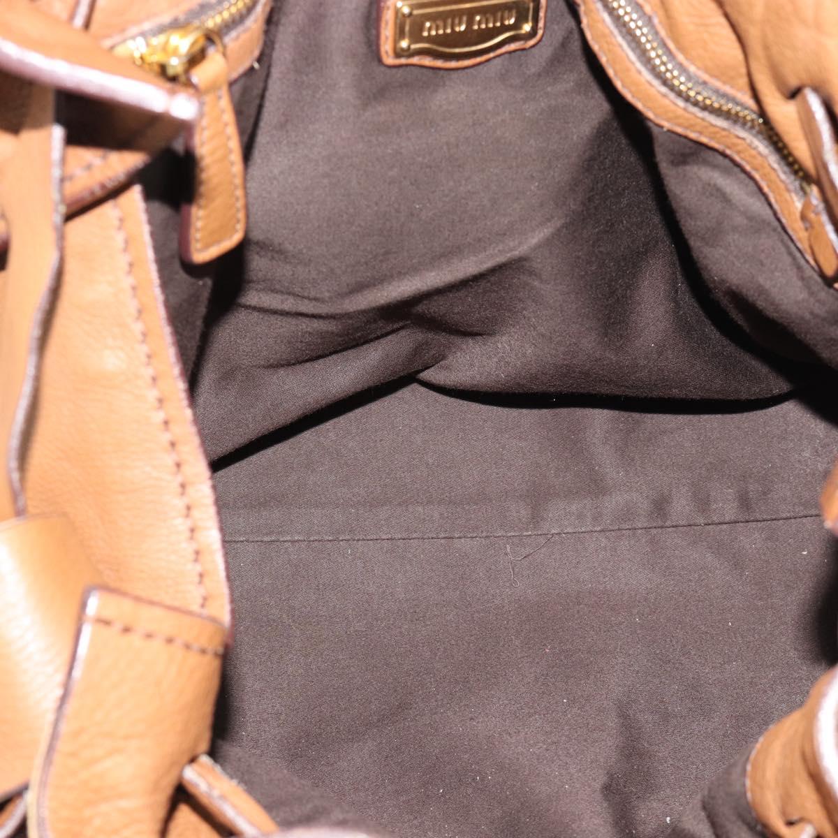 Miu Miu Leather Tote Bag Brown Auth 187989V