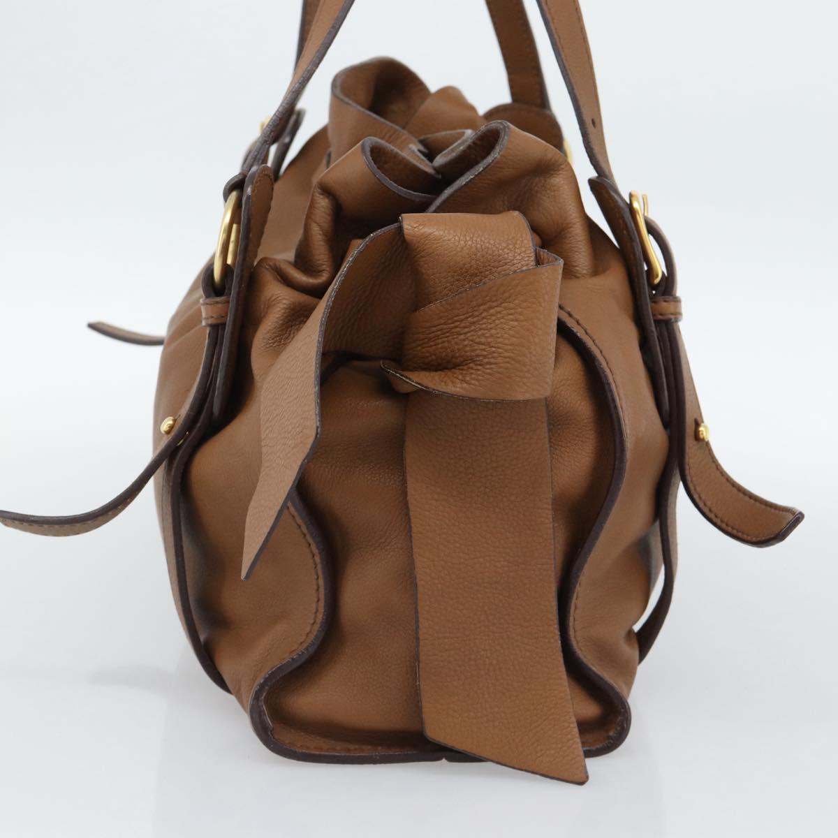 Miu Miu Leather Tote Bag Brown Auth 187989V