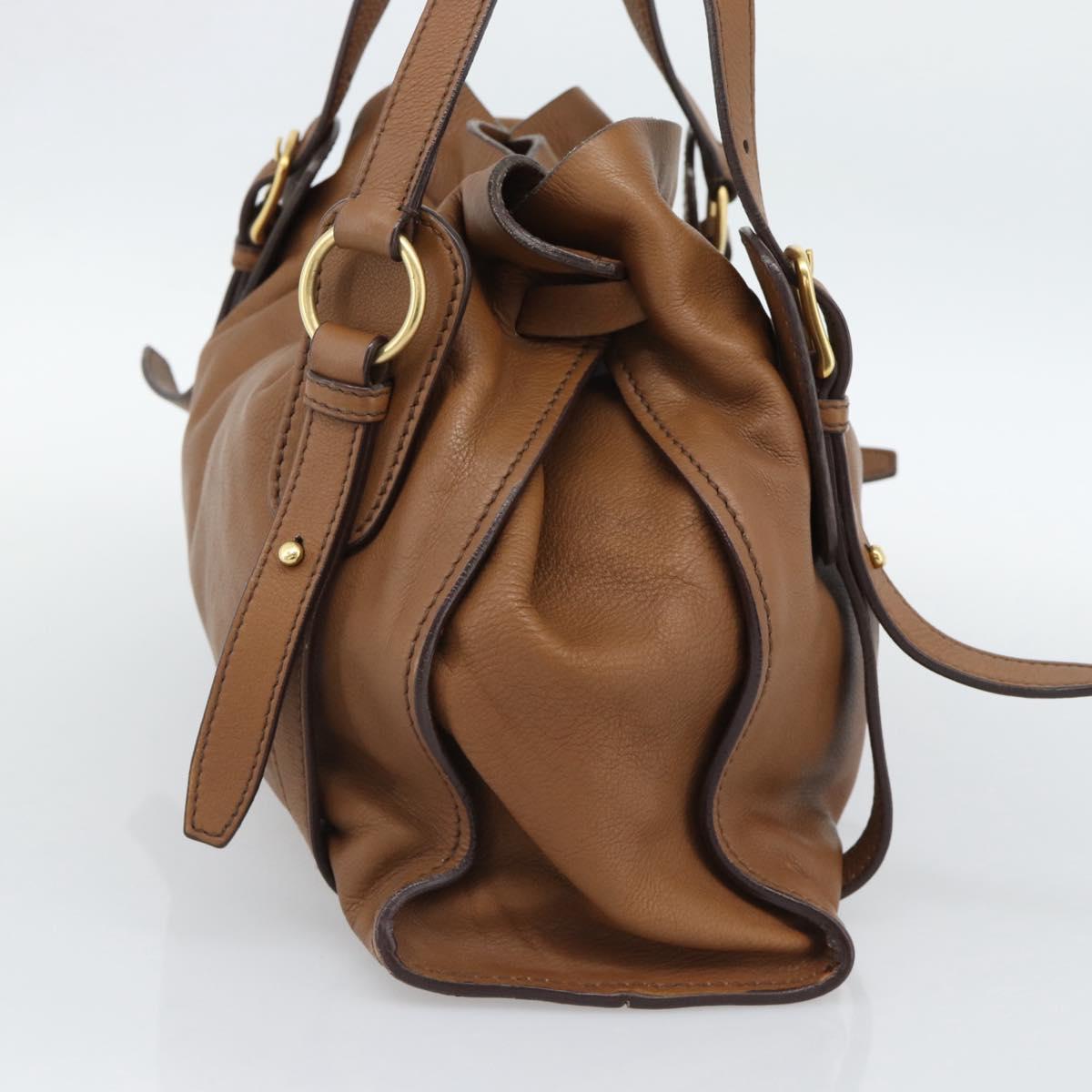 Miu Miu Leather Tote Bag Brown Auth 187989V