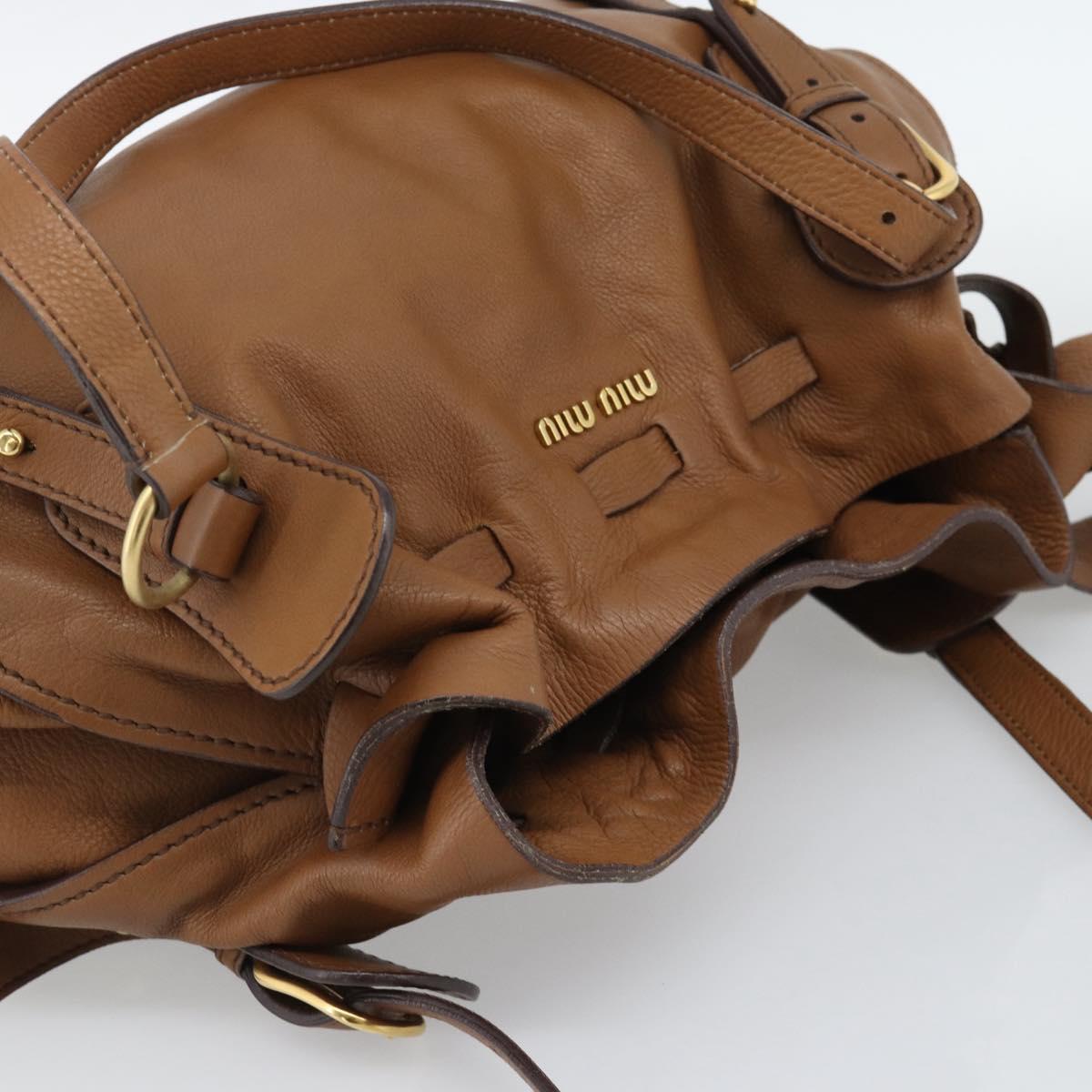 Miu Miu Leather Tote Bag Brown Auth 187989V