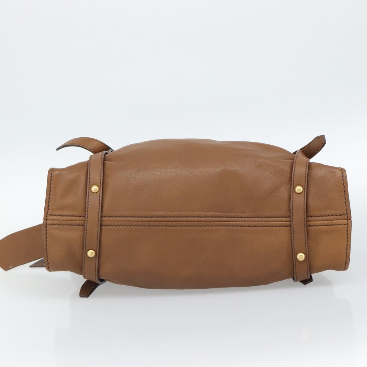 Miu Miu Leather Tote Bag Brown Auth 187989V