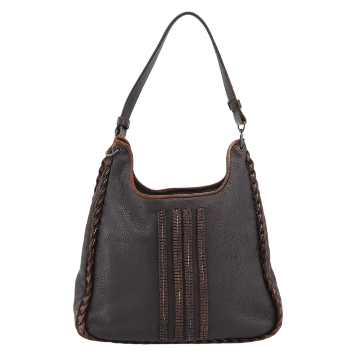 BOTTEGA VENETA Shoulder Bag Leather Brown Auth 187990