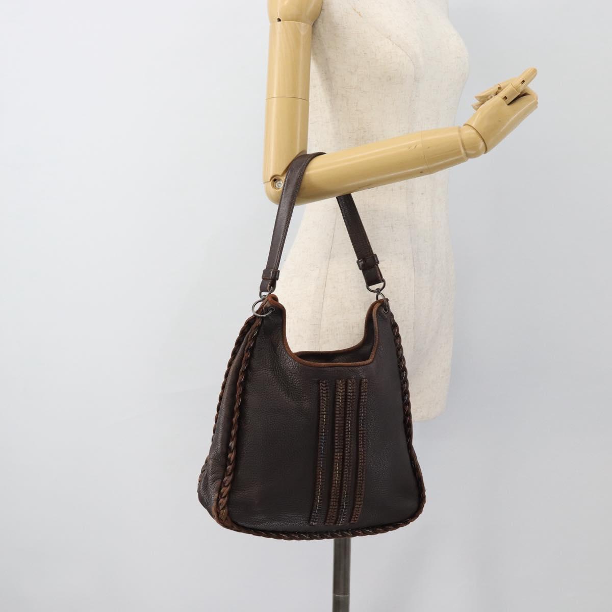 BOTTEGA VENETA Shoulder Bag Leather Brown Auth 187990