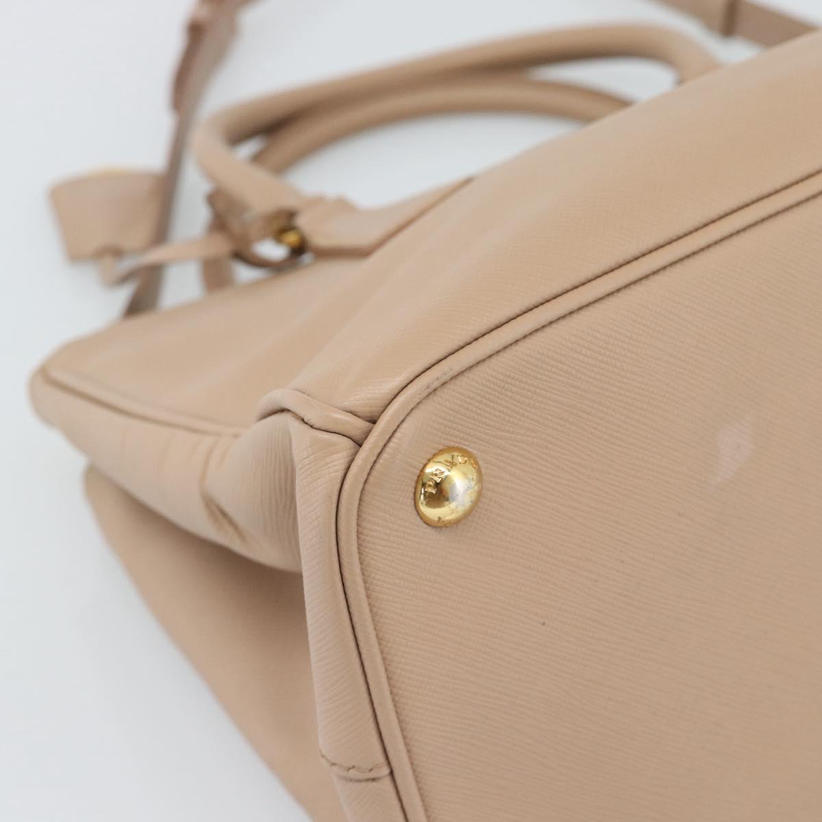 PRADA Galleria Hand Bag Saffiano 2way Pink Gold Auth 187991A