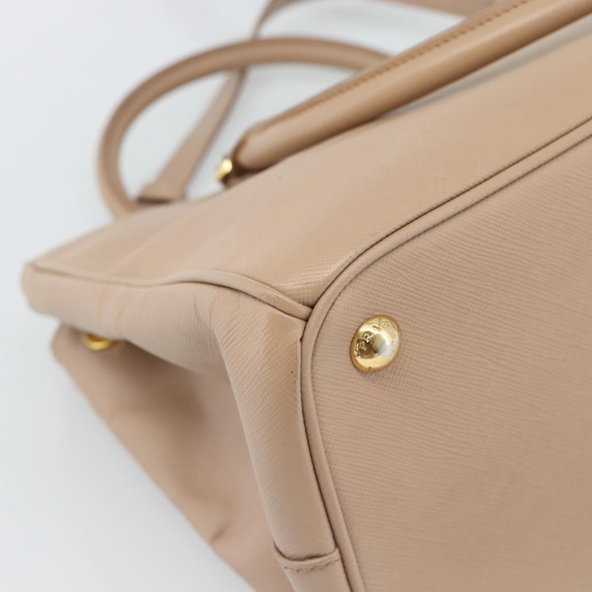 PRADA Galleria Hand Bag Saffiano 2way Pink Gold Auth 187991A