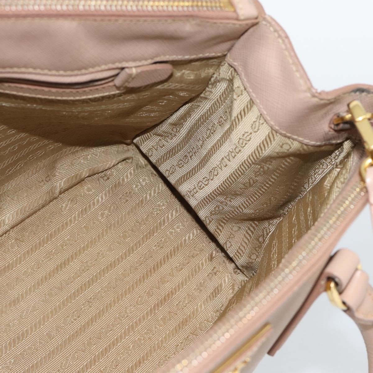PRADA Galleria Hand Bag Saffiano 2way Pink Gold Auth 187991A