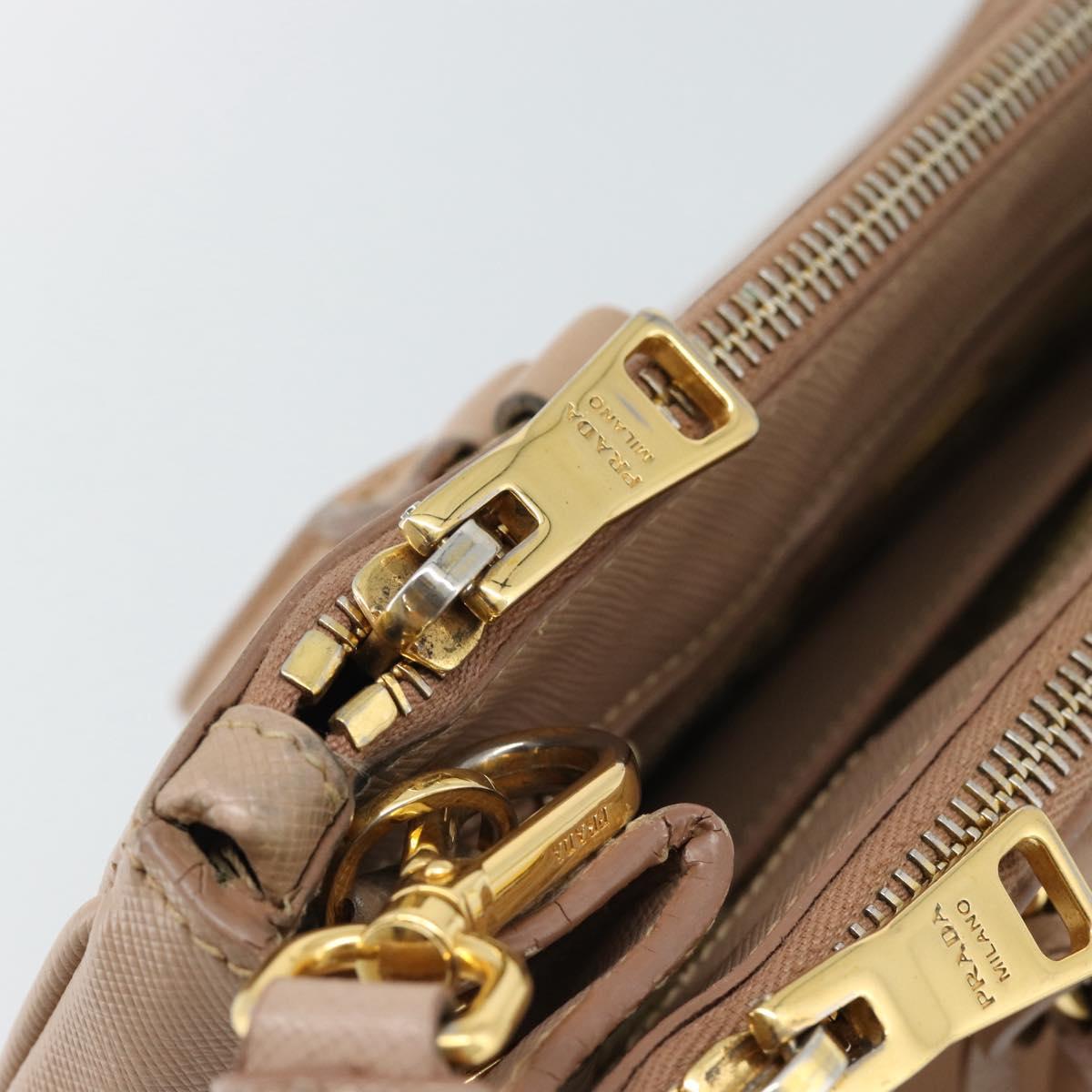 PRADA Galleria Hand Bag Saffiano 2way Pink Gold Auth 187991A