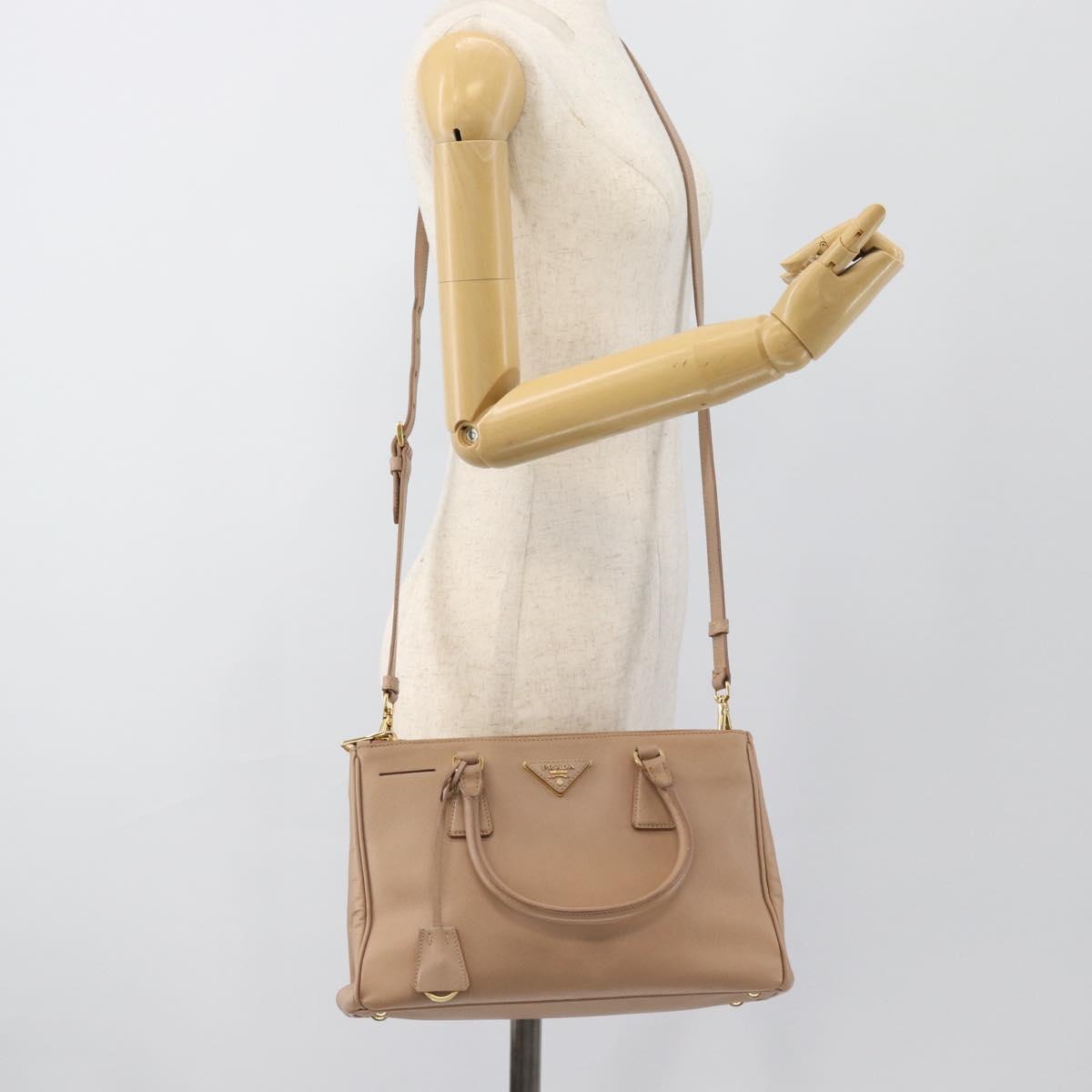 PRADA Galleria Hand Bag Saffiano 2way Pink Gold Auth 187991A