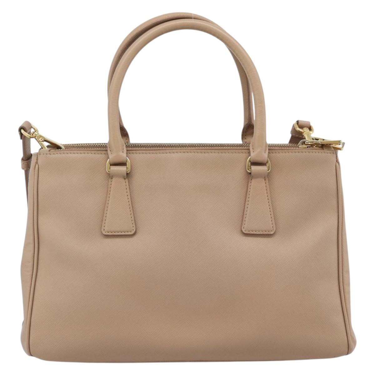 PRADA Galleria Hand Bag Saffiano 2way Pink Gold Auth 187991A