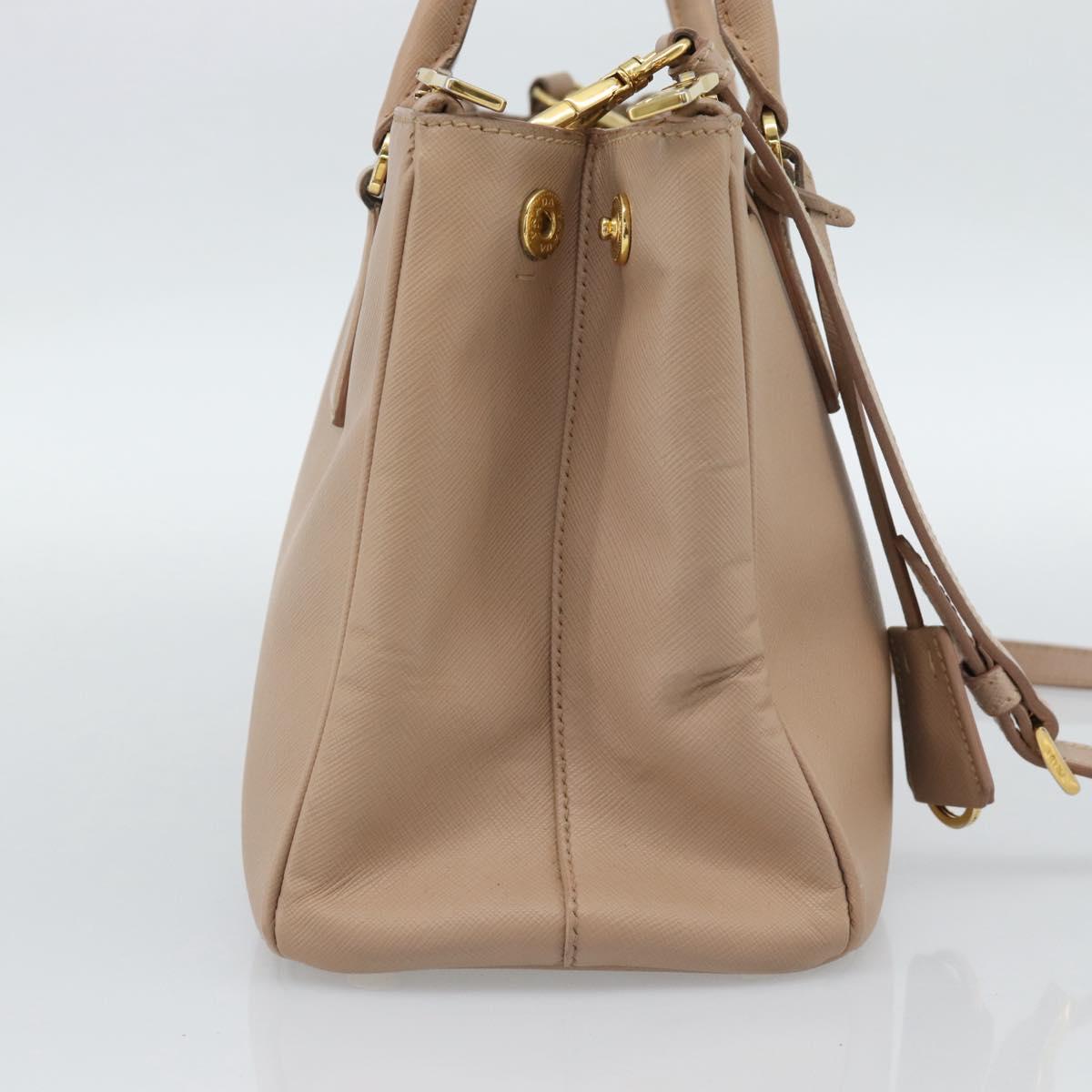 PRADA Galleria Hand Bag Saffiano 2way Pink Gold Auth 187991A
