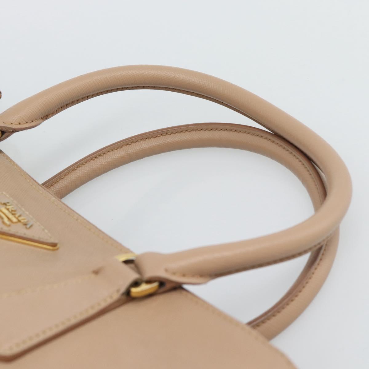 PRADA Galleria Hand Bag Saffiano 2way Pink Gold Auth 187991A