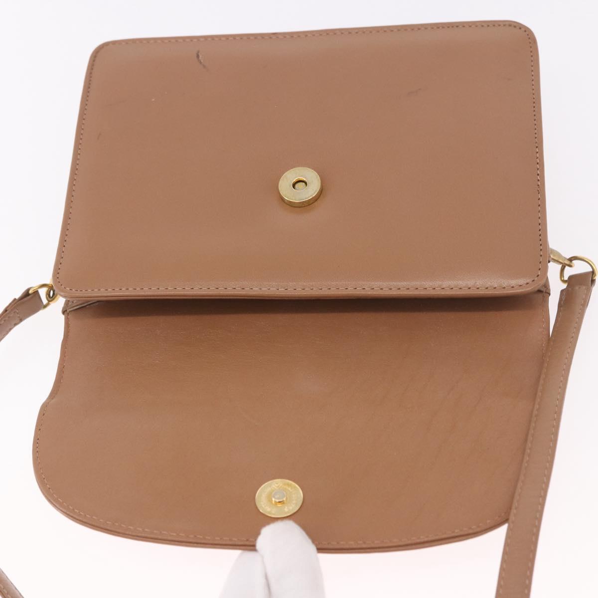 Christian Dior Shoulder Bag Leather Beige Gold Auth 187992