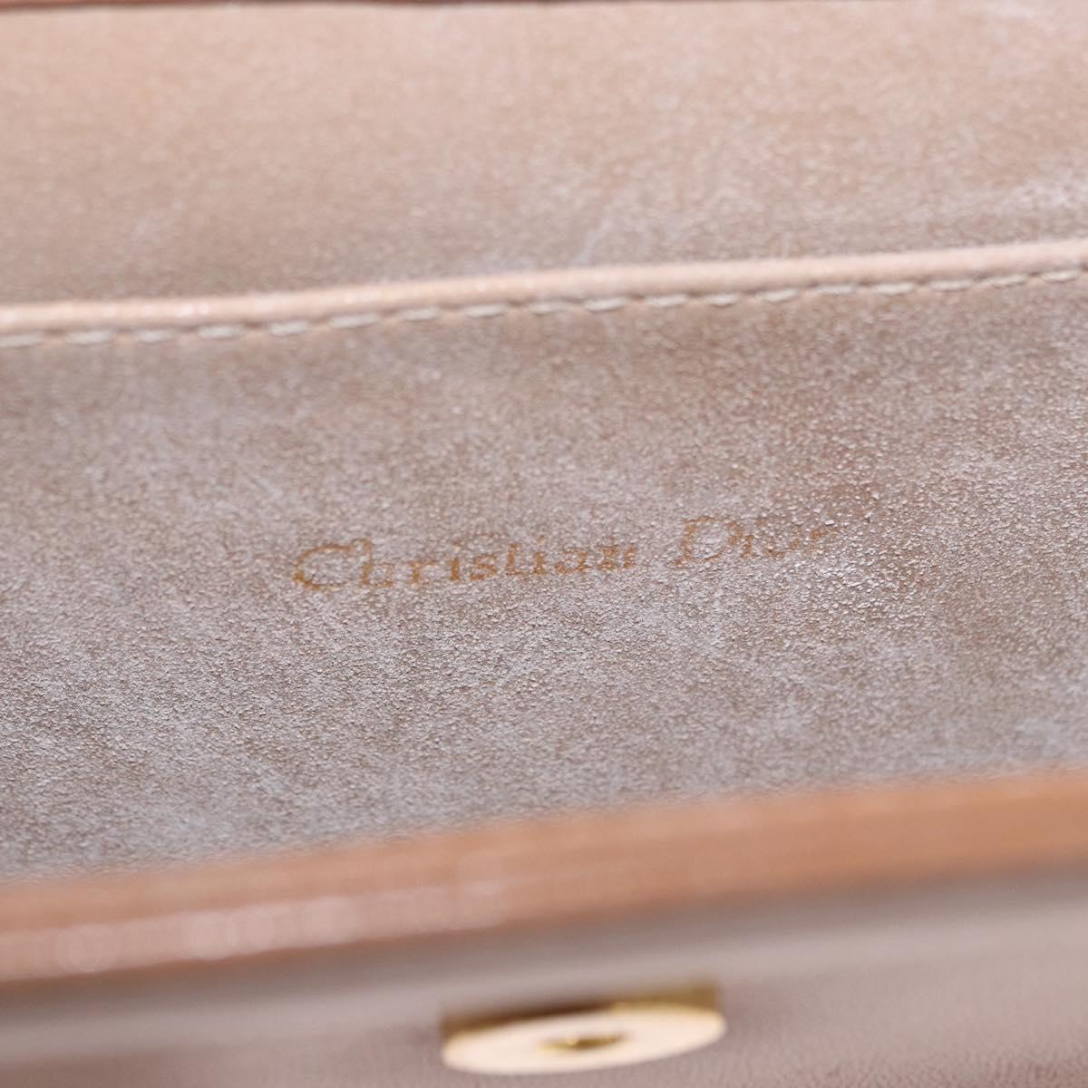 Christian Dior Shoulder Bag Leather Beige Gold Auth 187992