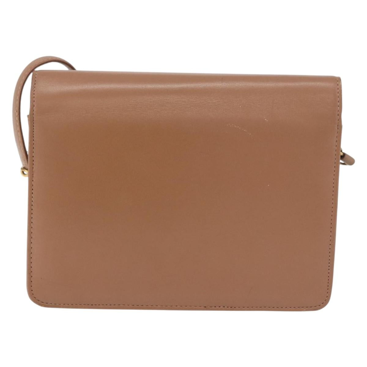 Christian Dior Shoulder Bag Leather Beige Gold Auth 187992