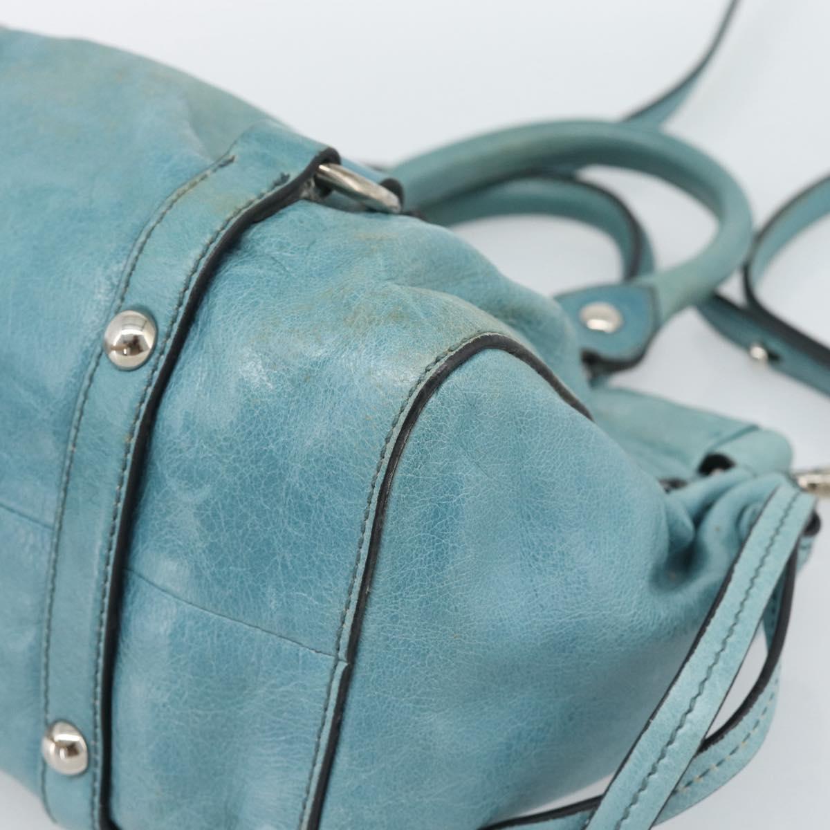 Miu Miu Hand Bag Leather 2way Blue Silver Auth 187993A