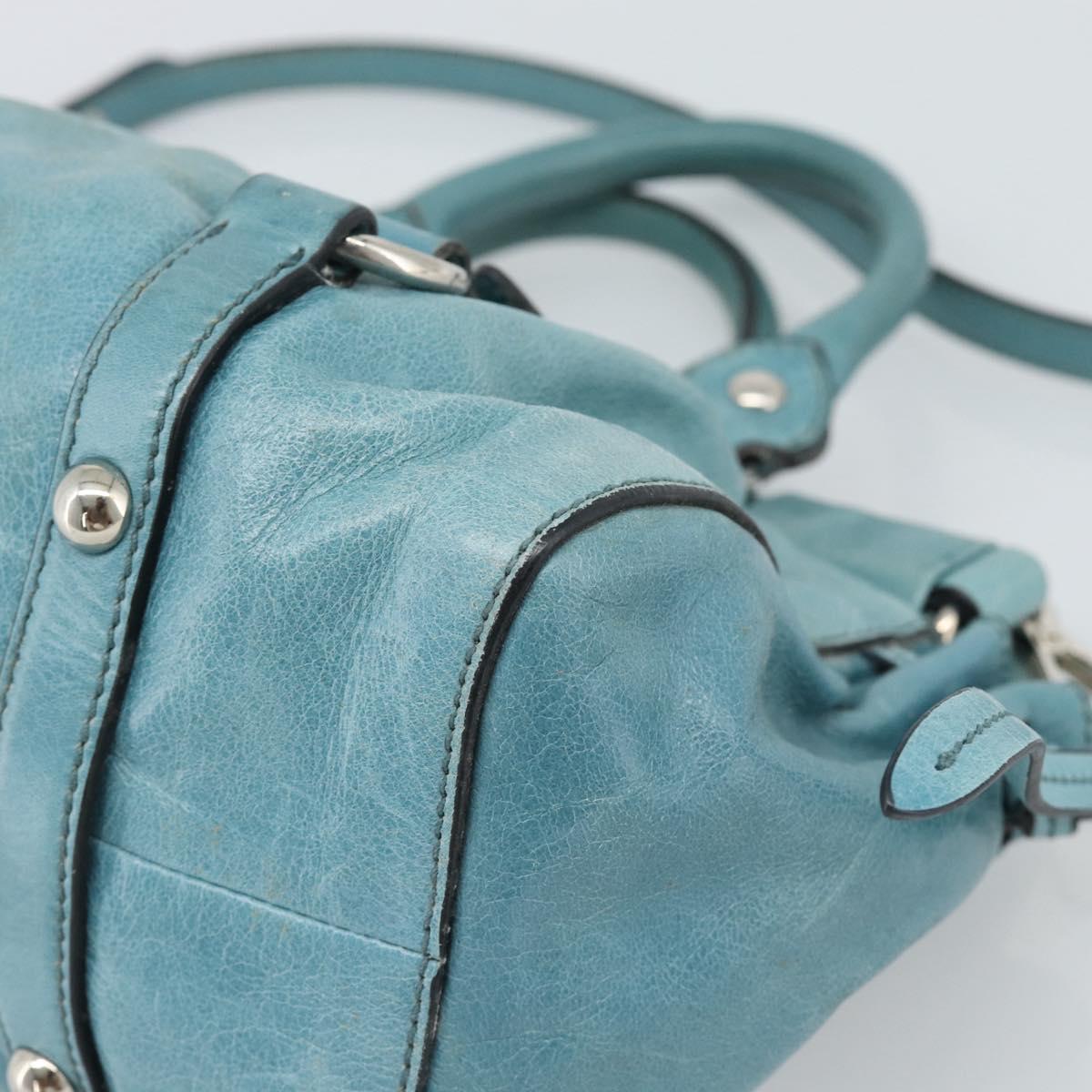 Miu Miu Hand Bag Leather 2way Blue Silver Auth 187993A