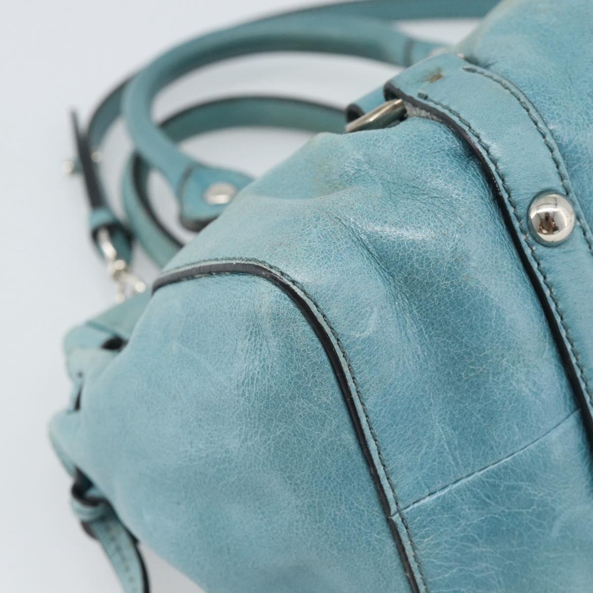 Miu Miu Hand Bag Leather 2way Blue Silver Auth 187993A