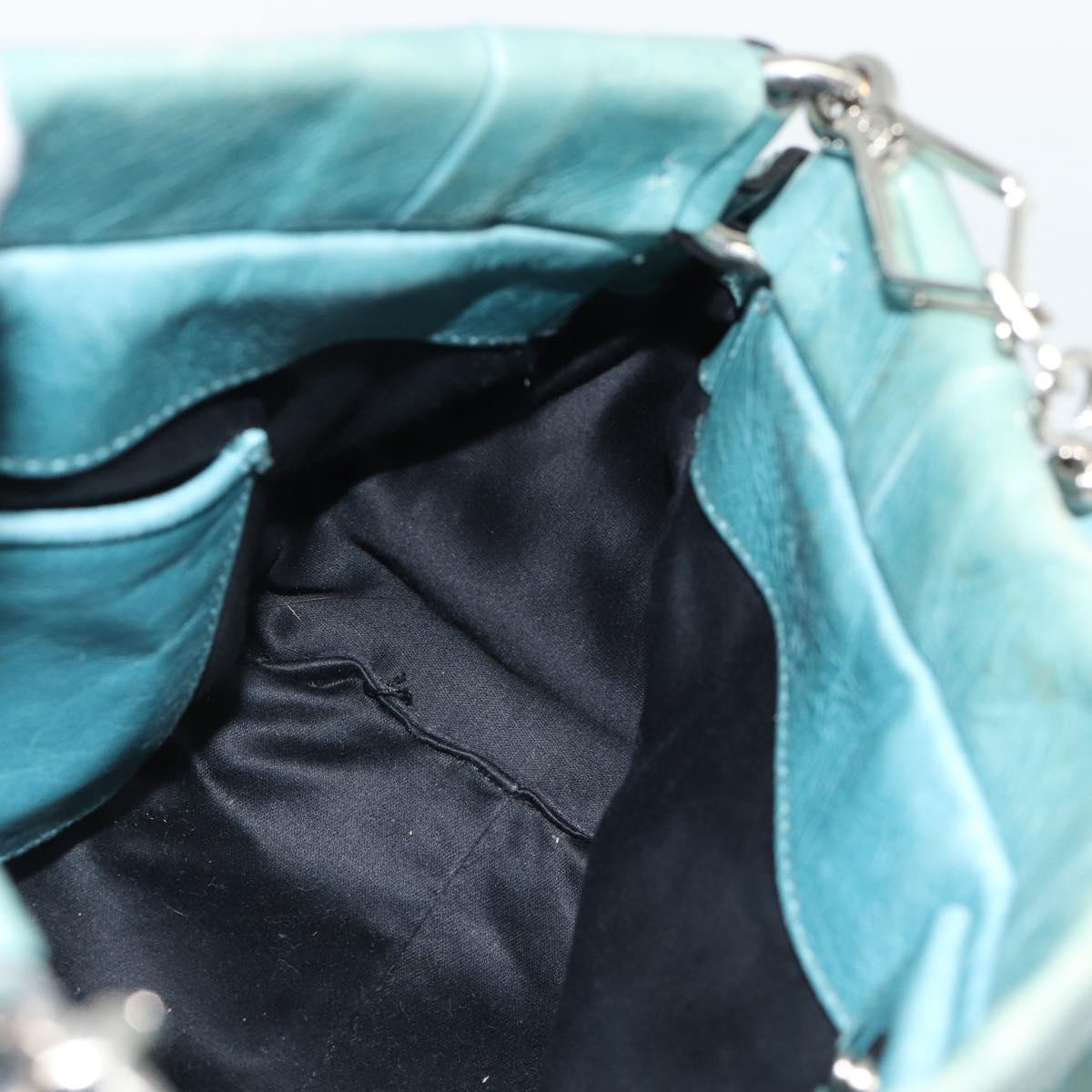 Miu Miu Hand Bag Leather 2way Blue Silver Auth 187993A