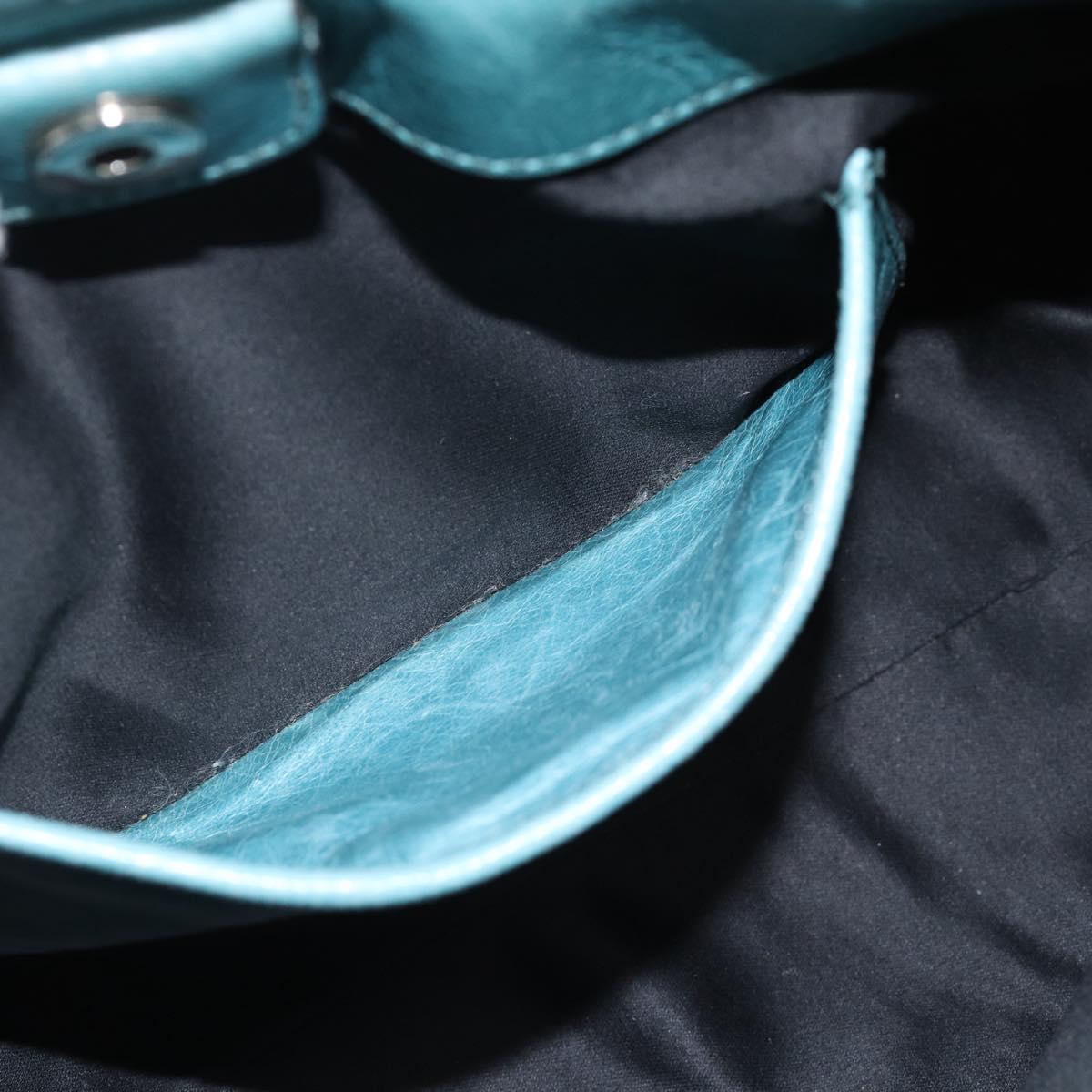 Miu Miu Hand Bag Leather 2way Blue Silver Auth 187993A