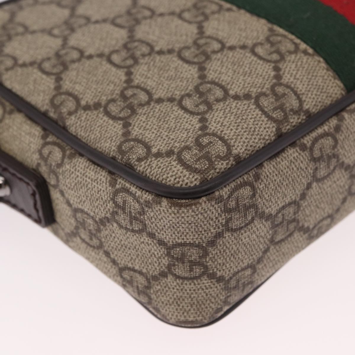 GUCCI GG Supreme Shoulder Bag PVC Beige Silver 162910 Auth 187994V